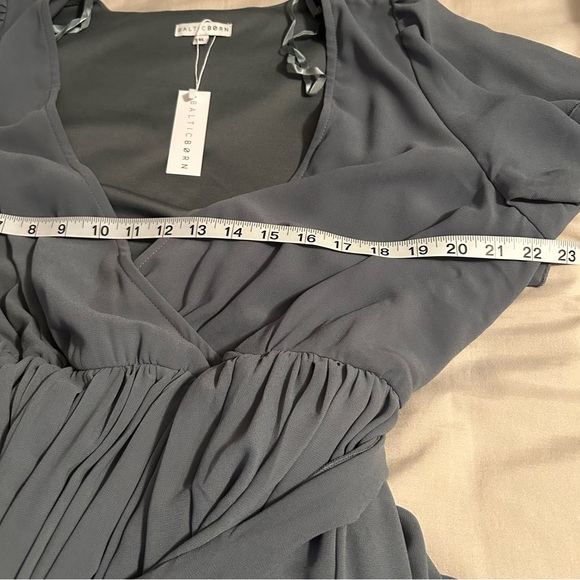 Baltic Born Kristina Dusty Blue Flowy Wrap Tie Slit Maxi Dress Womens Size 1XL - Picture 10 of 11